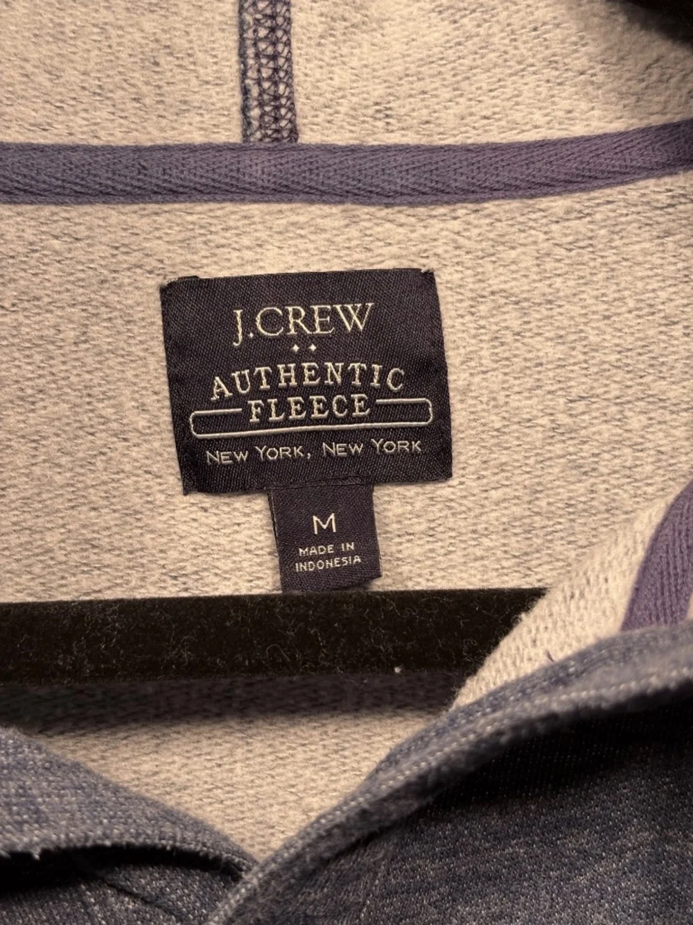 J. Crew Authentic Fleece Henley Hoodie Blue Heathered Pullover Mens Size Medium